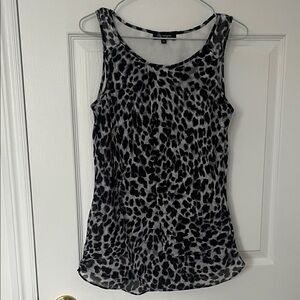 Chic Black and White Leopard Print Tank Top